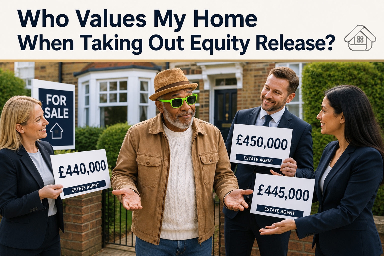 man standing in fron of house with offers from estate agents 