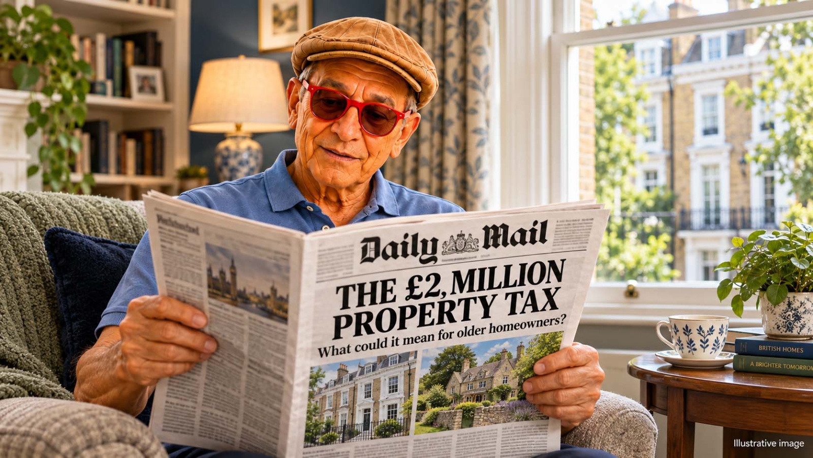 a man reading the daily mail article about the two million property tax 
