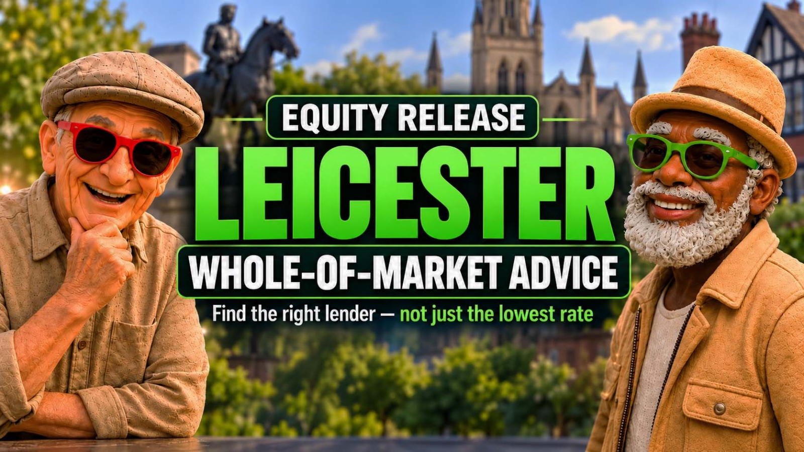 IMAGE OF TWO OF OUR ADVISERS STANDING IN LEICESTER ABOUT EQUITY RELEASE